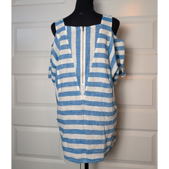 Soft Surroundings Size M Petite Sunset Tunic Blouse Linen Blend Striped Coastal - Picture 3 of 11